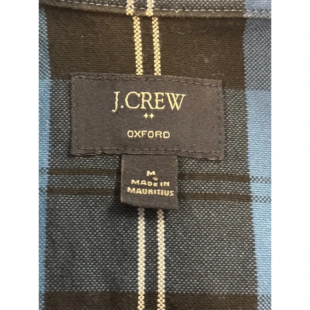 J.Crew Men's Medium Blue Plaid Cotton Button Down‎ Oxford Long Sleeve Shirt